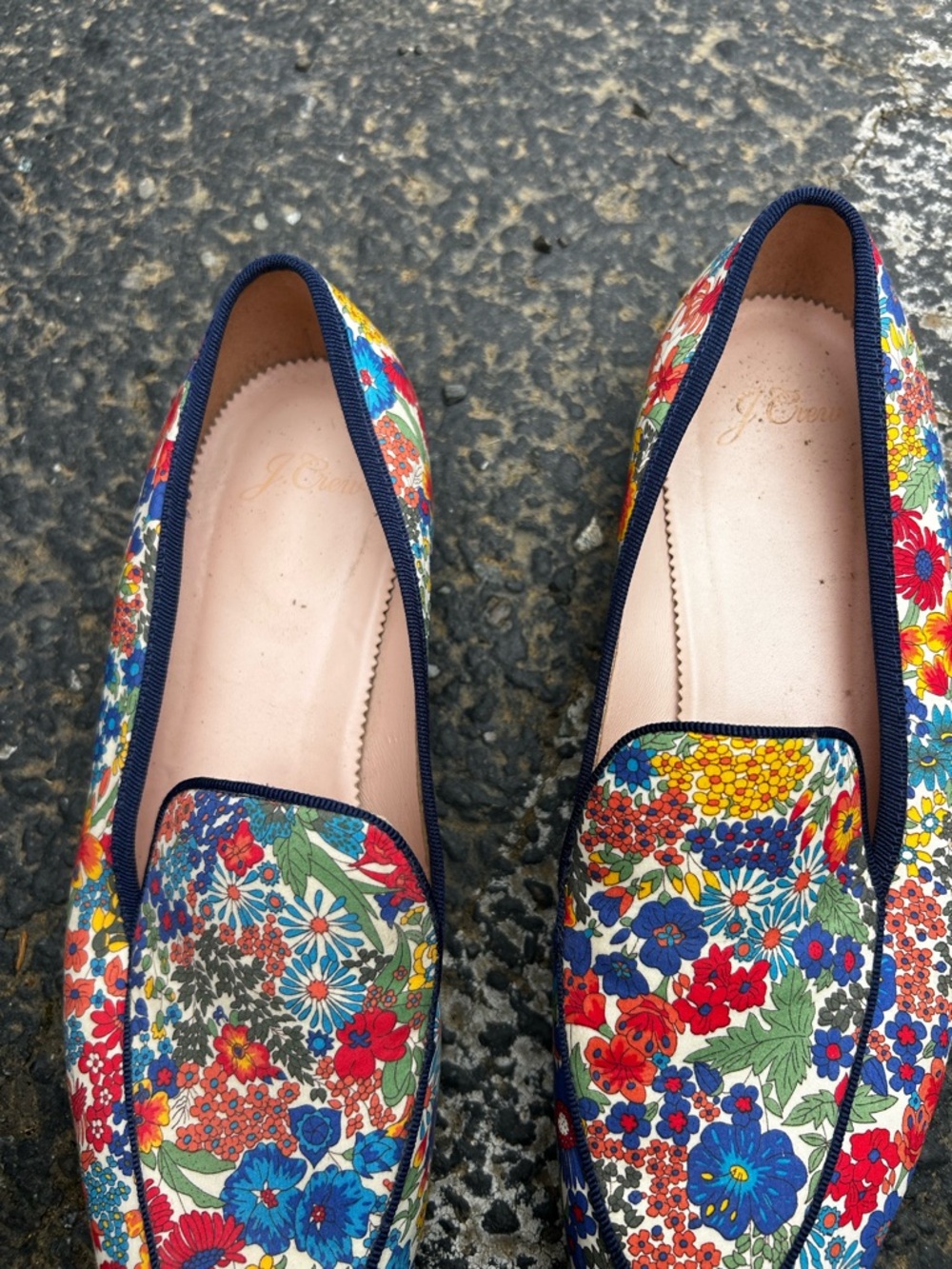 J. Crew Floral Canvas Slip-On Loafers - Blue, Red, Yellow - Picture 2 of 11